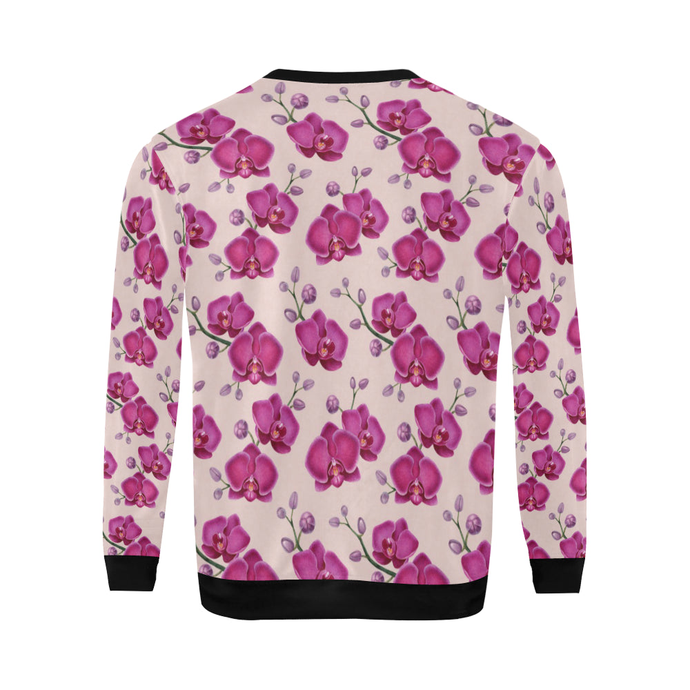 Orchid Purple Pattern Print Design OR04 Men Long Sleeve Sweatshirt