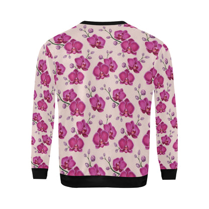 Orchid Purple Pattern Print Design OR04 Men Long Sleeve Sweatshirt