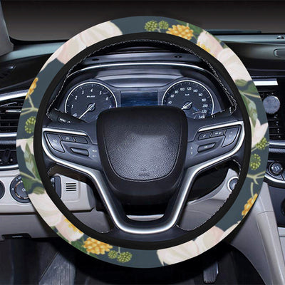Anemone Pattern Print Design AM04 Steering Wheel Cover with Elastic Edge