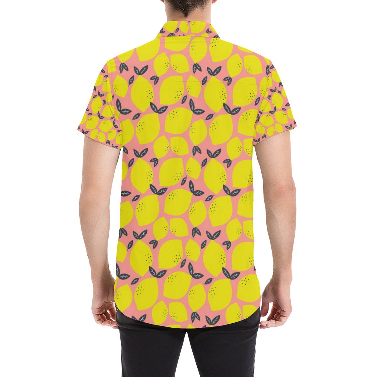 Lemon Pattern Print Design LM03 Men's Short Sleeve Button Up Shirt