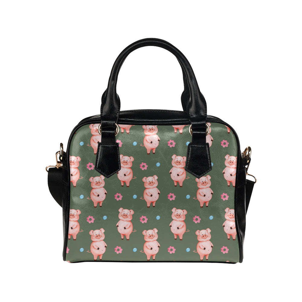 Pig Pattern Print Design 03 Shoulder Handbag