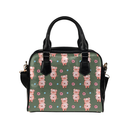 Pig Pattern Print Design 03 Shoulder Handbag