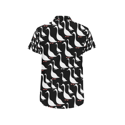 Goose Pattern Print Design 01 Men's Short Sleeve Button Up Shirt