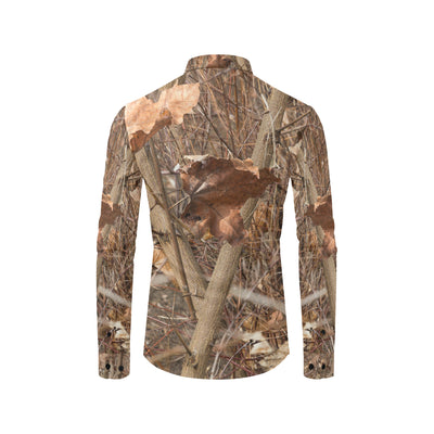 Camo Realistic Tree Forest Autumn Print Men's Long Sleeve Shirt