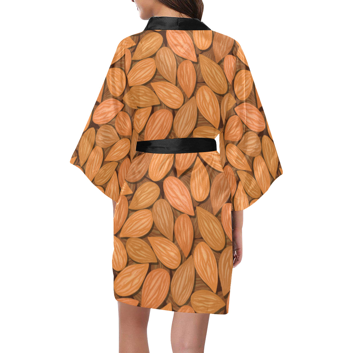 Almond Pattern Print Design 01 Women's Short Kimono