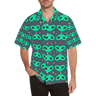 Alien Head Heart Pattern Print Design 03 Men's Hawaiian Shirt