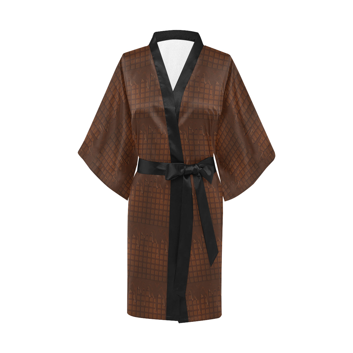 Chocolate Pattern Print Design 01 Women's Short Kimono