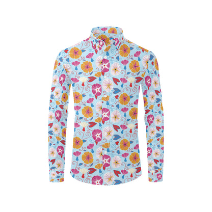 Morning Glory Pattern Print Design MG06 Men's Long Sleeve Shirt