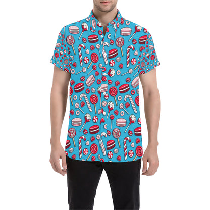 Candy Pattern Print Design 05 Men's Short Sleeve Button Up Shirt