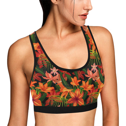 Amaryllis Pattern Print Design AL05 Sports Bra