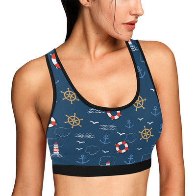 Nautical Pattern Print Design A06 Sports Bra