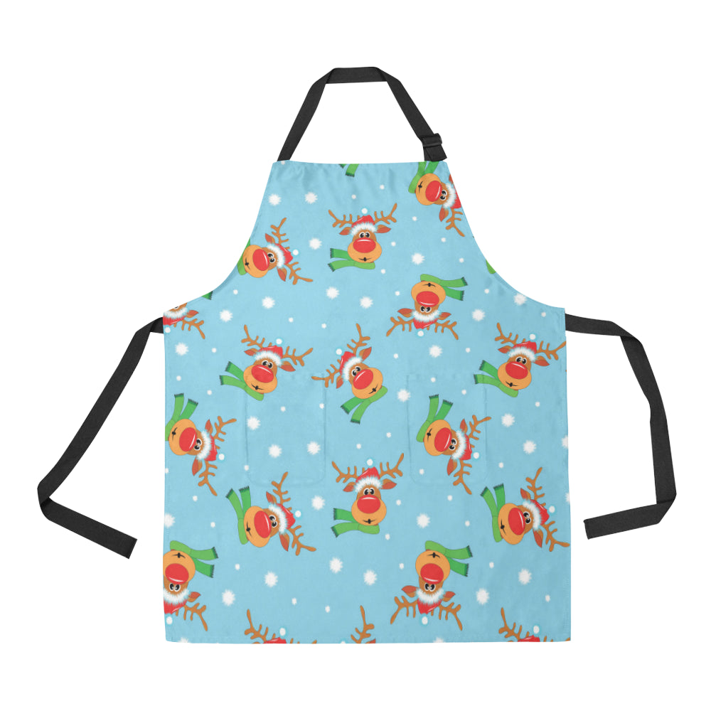 Reindeer cute Pattern Print Design 02 Apron with Pocket