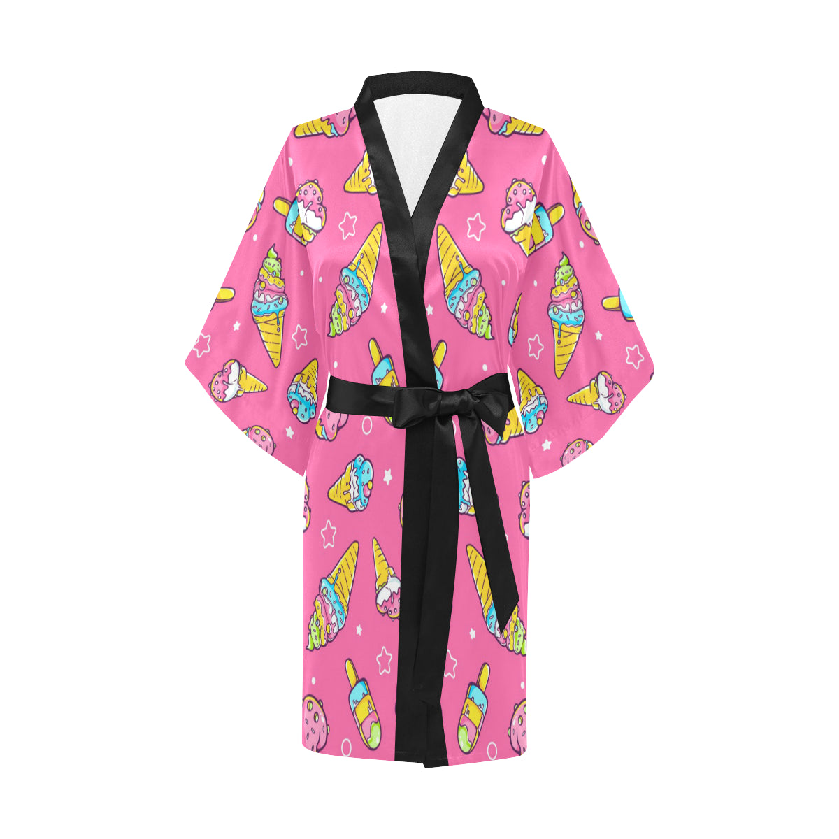 Ice Cream Pattern Print Design IC04 Women Kimono Robe