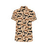 Dachshund Pattern Print Design 011 Men's Short Sleeve Button Up Shirt