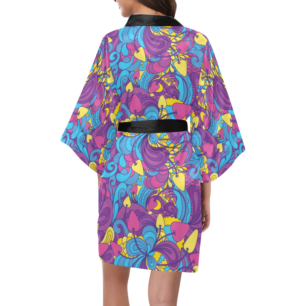 Psychedelic Mushroom Pattern Print Design A03 Women's Short Kimono