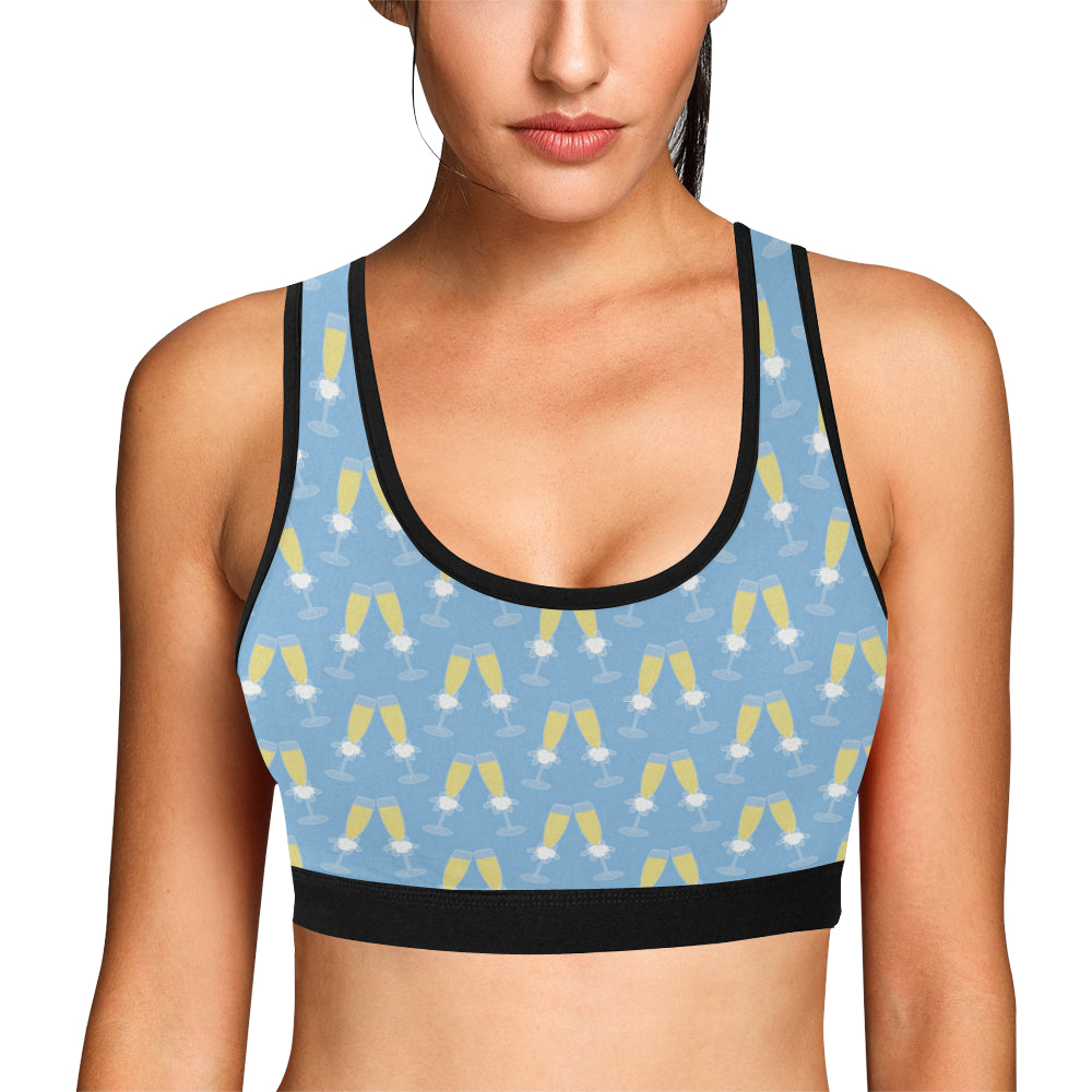 Champagne Pattern Print Design 06 Sports Bra