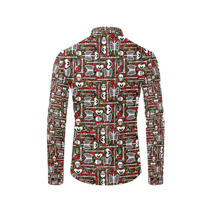 Skeleton Pattern Print Men's Long Sleeve Shirt
