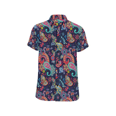 Paisley Boho Pattern Print Design A06 Men's Short Sleeve Button Up Shirt