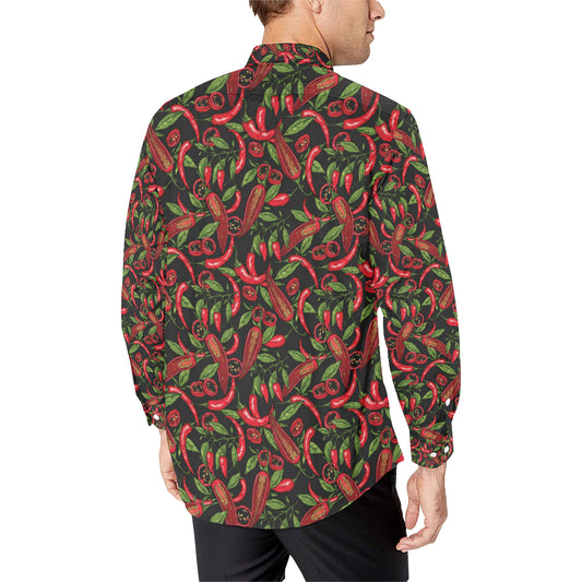 Chilli Pepper Pattern Print Design 02 Men's Long Sleeve Shirt