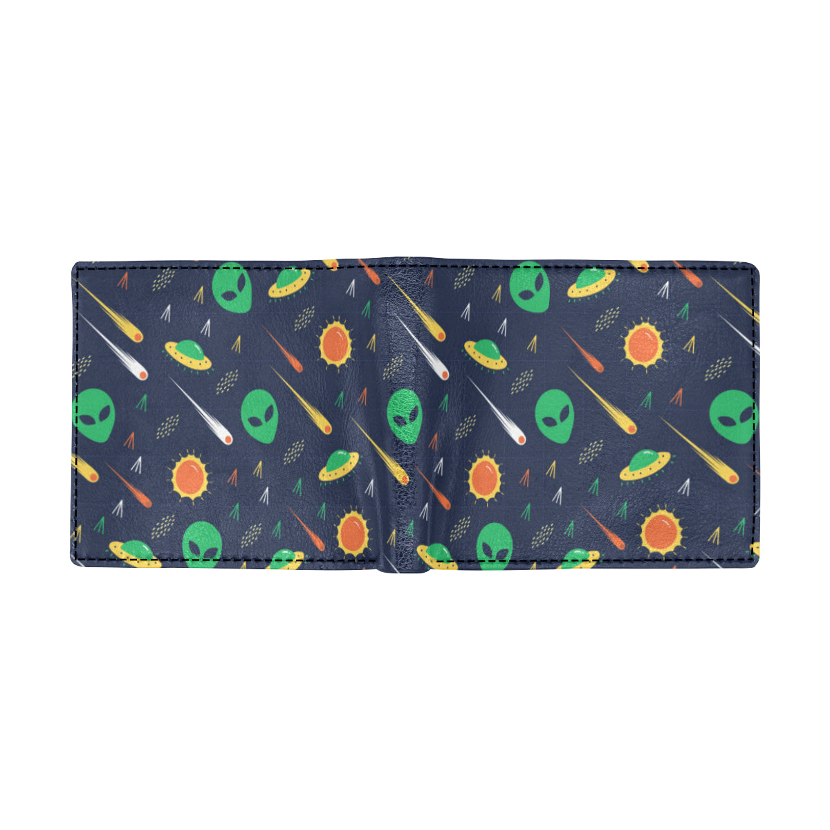 Alien UFO Pattern Print Design 05 Men's ID Card Wallet