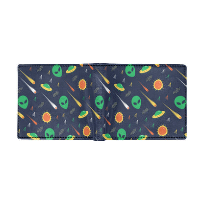 Alien UFO Pattern Print Design 05 Men's ID Card Wallet