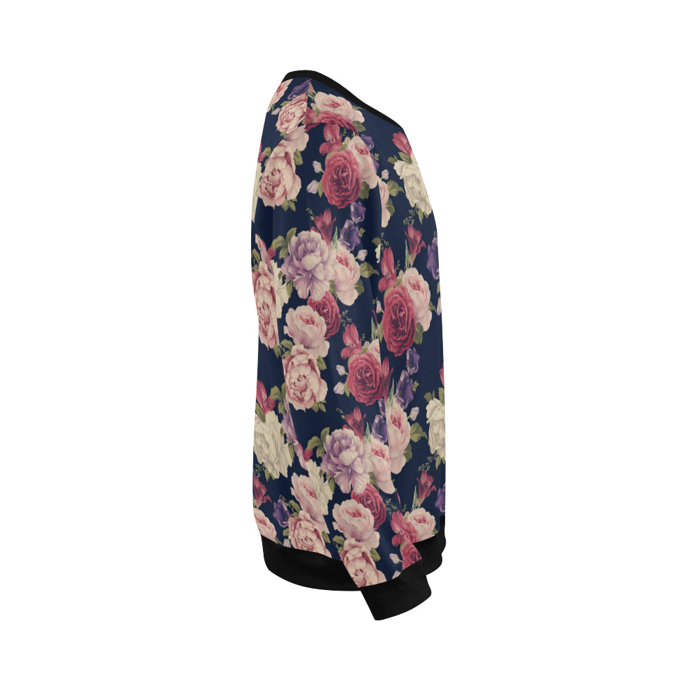 Peony Pattern Print Design PE03 Men Long Sleeve Sweatshirt