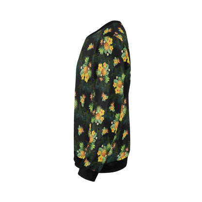 Pineapple Tropical Flower Print Pattern Men Long Sleeve Sweatshirt