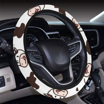 Cow Pattern Print Design 06 Steering Wheel Cover with Elastic Edge