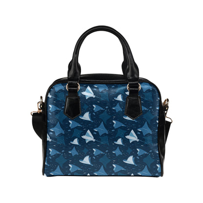 Manta Ray Pattern Print Design 02 Shoulder Handbag