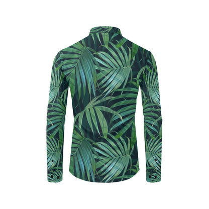 Tropical Flower Pattern Print Design TF011 Men's Long Sleeve Shirt