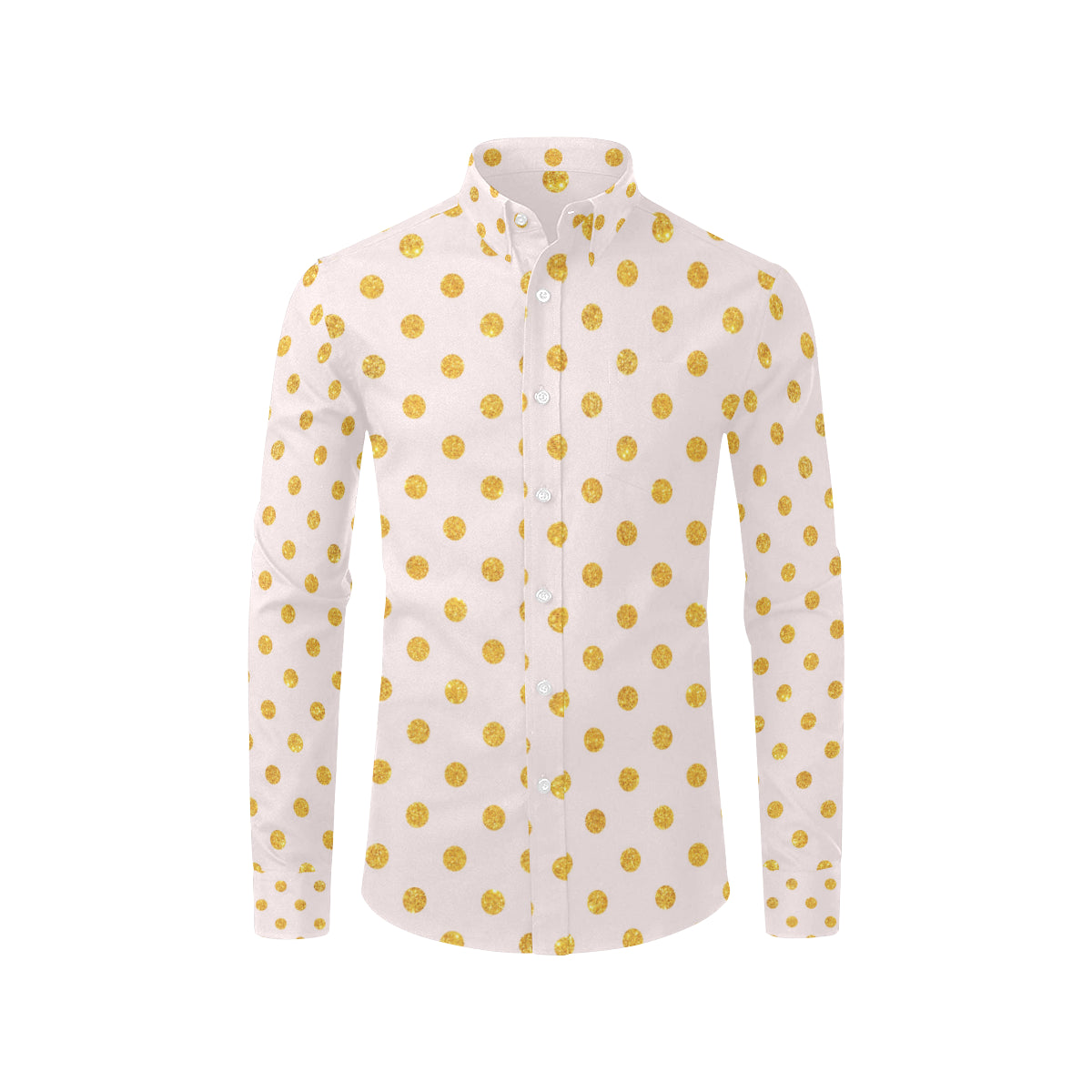 Polka Dot Gold Pink Pattern Print Design 01 Men's Long Sleeve Shirt