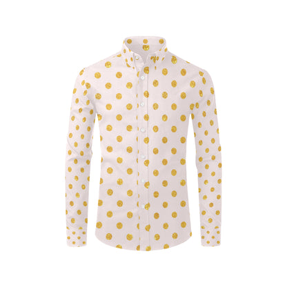 Polka Dot Gold Pink Pattern Print Design 01 Men's Long Sleeve Shirt