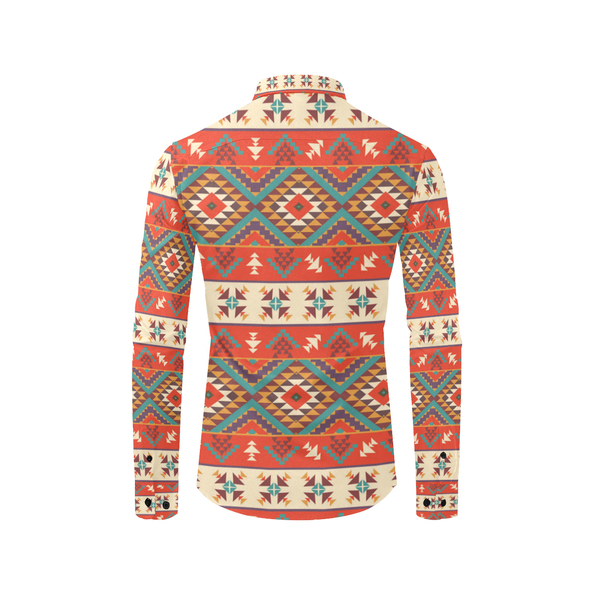 Aztec Red Print Pattern Men's Long Sleeve Shirt