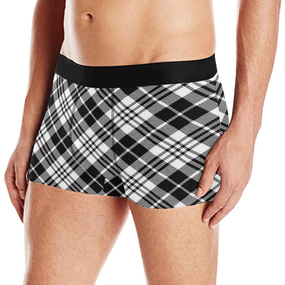Plaid Black White Pattern Print Design A02 Men's Boxer Briefs