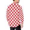 Checkered Red Pattern Print Design 04 Men's Long Sleeve Shirt
