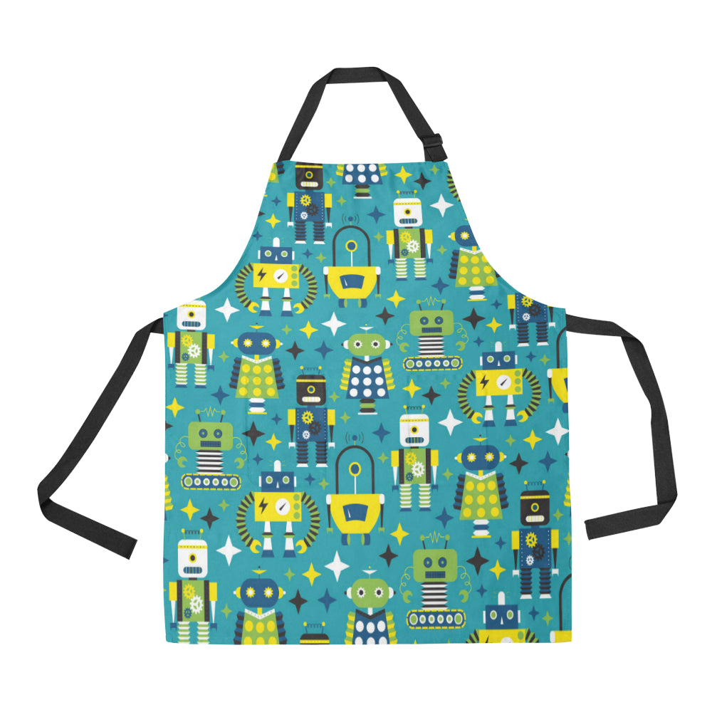 Robot Pattern Print Design A02 Apron with Pocket