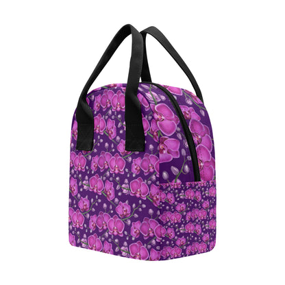 Orchid Purple Pattern Print Design OR02 Insulated Lunch Bag