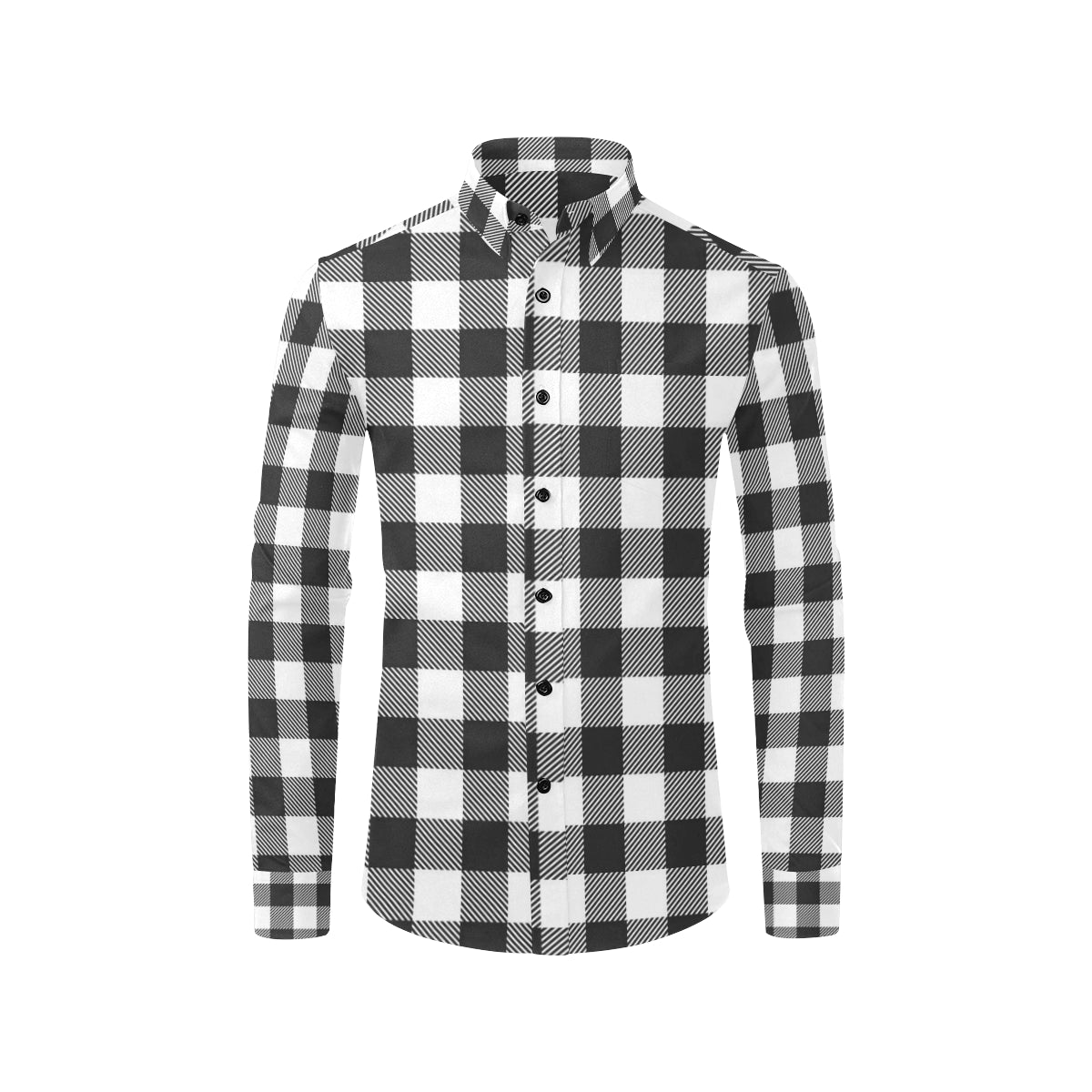 Buffalo check Black white Pattern Print Design 04 Men's Long Sleeve Shirt