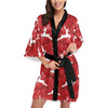 Reindeer Red Pattern Print Design 01 Women's Short Kimono