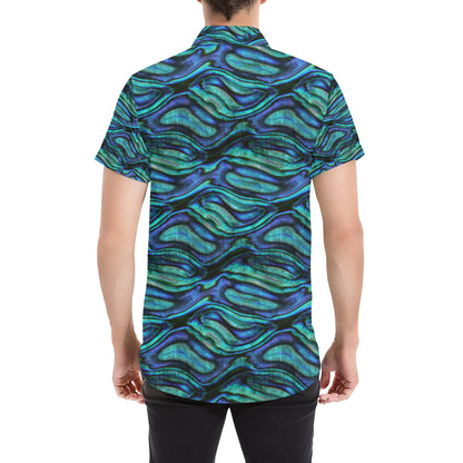 Abalone Pattern Print Design 02 Men's Short Sleeve Button Up Shirt
