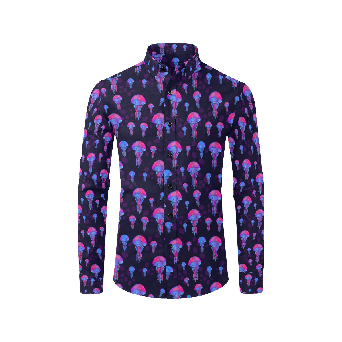 Jellyfish Neon Print Men's Long Sleeve Shirt
