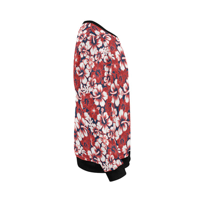 Red Hibiscus Pattern Print Design HB01 Men Long Sleeve Sweatshirt