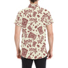 Tiki Tribal Mask Palm Tree Men's Short Sleeve Button Up Shirt