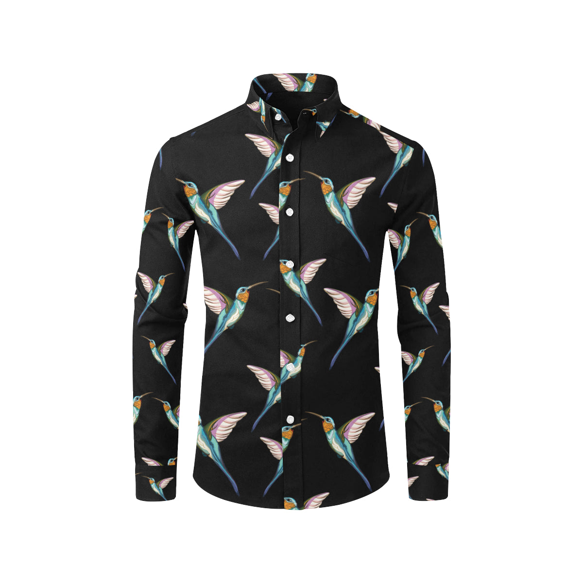 Hummingbird Pattern Print Design 06 Men's Long Sleeve Shirt
