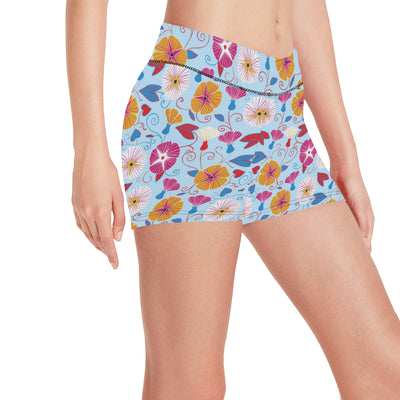 Morning Glory Pattern Print Design MG06 Yoga Shorts