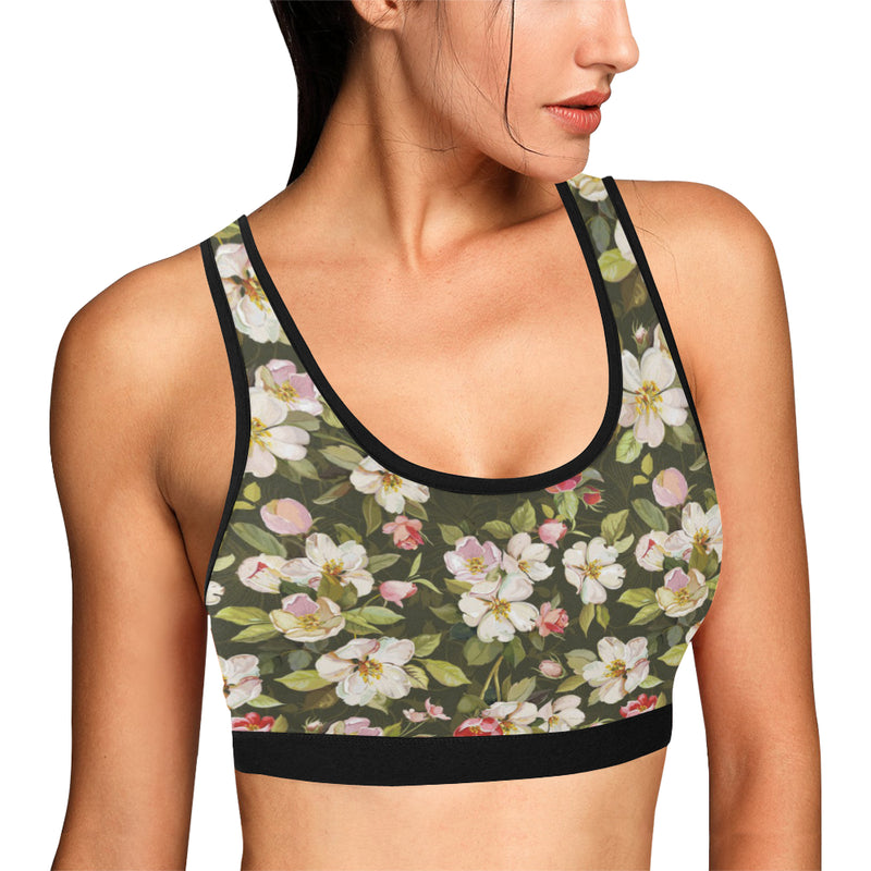 Apple blossom Pattern Print Design AB01 Sports Bra