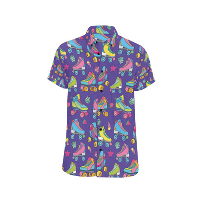 Roller skate Colorful Pattern Print Design A05 Men's Short Sleeve Button Up Shirt