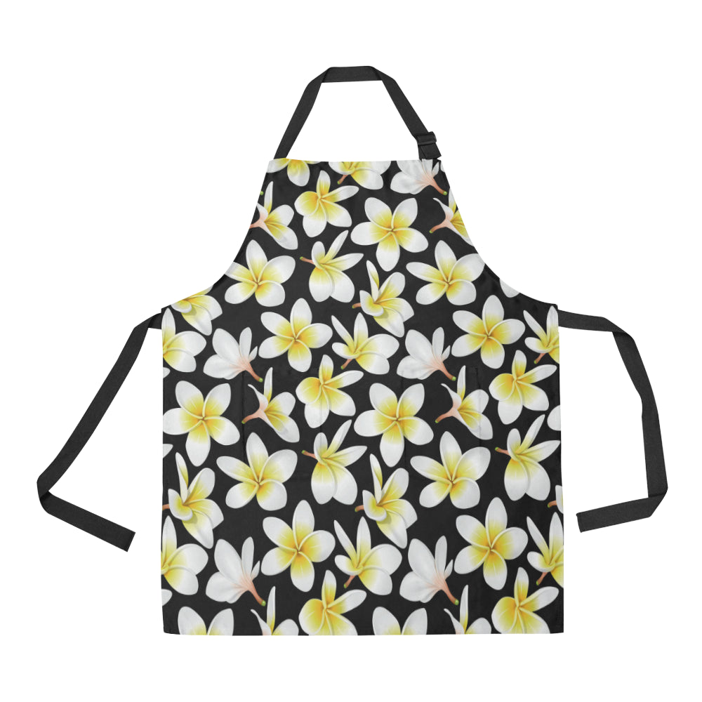 Yellow Plumeria Hawaiian Flowers Apron with Pocket