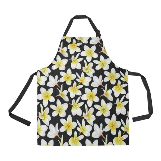 Yellow Plumeria Hawaiian Flowers Apron with Pocket
