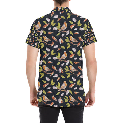 Birds Pattern Print Design 02 Men's Short Sleeve Button Up Shirt